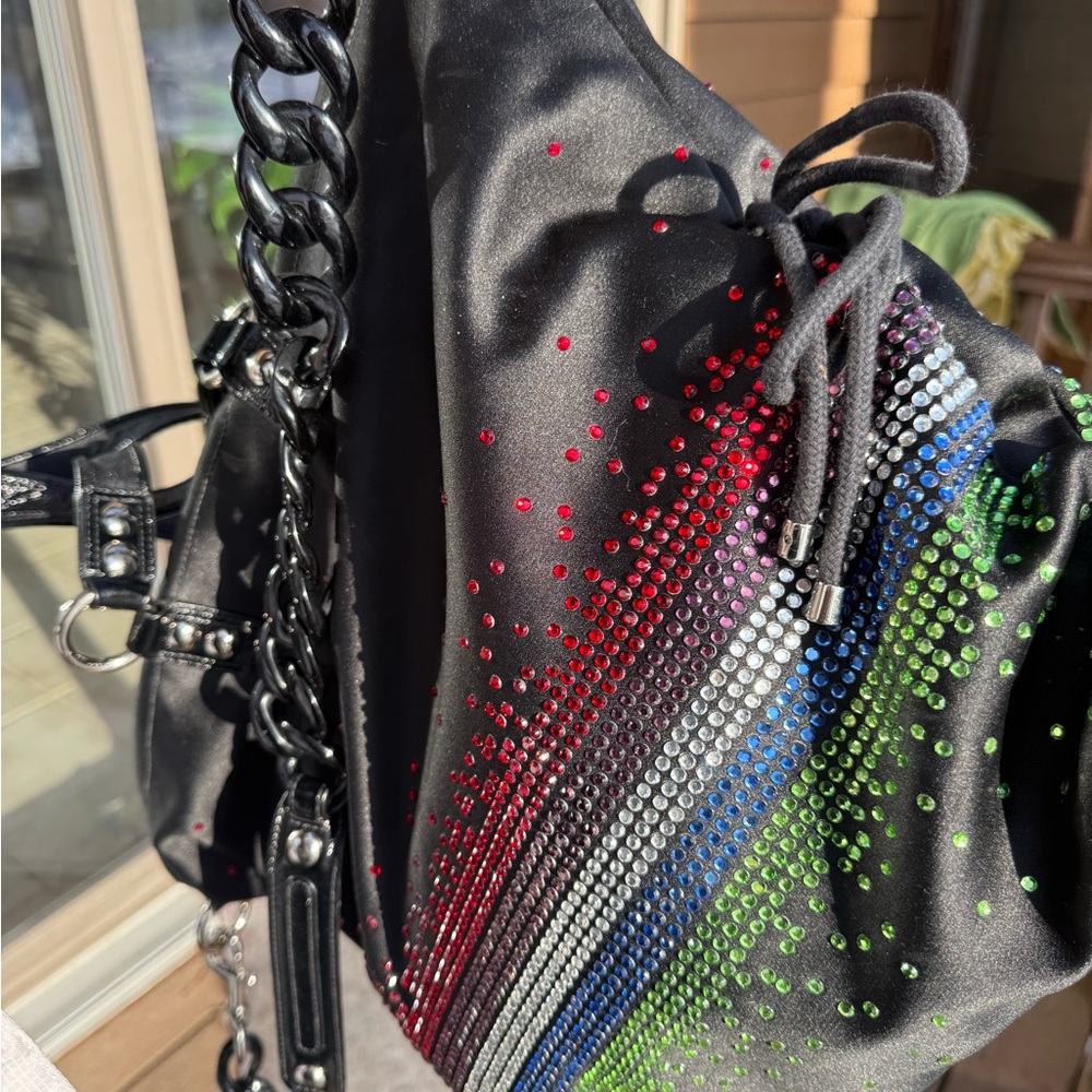 EUC Coach Poppy Satin Black Swarovski Crystals Limited Edition Rare Bucket Bag - Picture 9 of 13